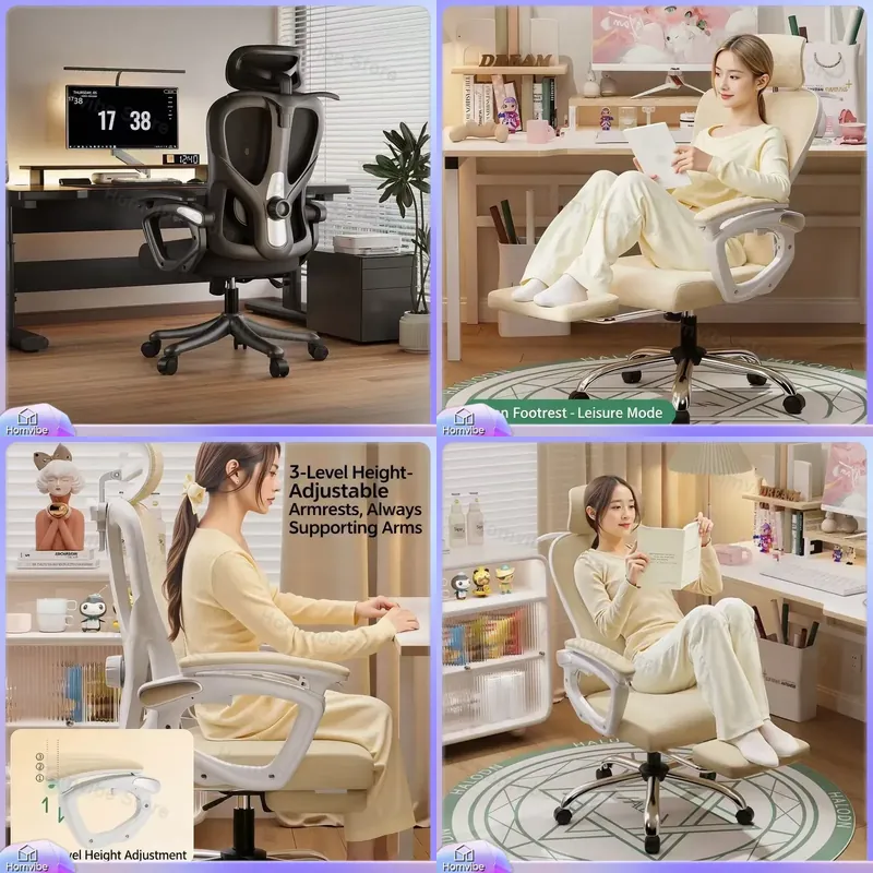 Pc Gaming Chair - 人間工学に基づいたゲーミングチェア、ランバーサポートと高さ調節機能付き、PCゲーマー向けオフィスデスクチェア、長時間使用可能なコンピュータチェア