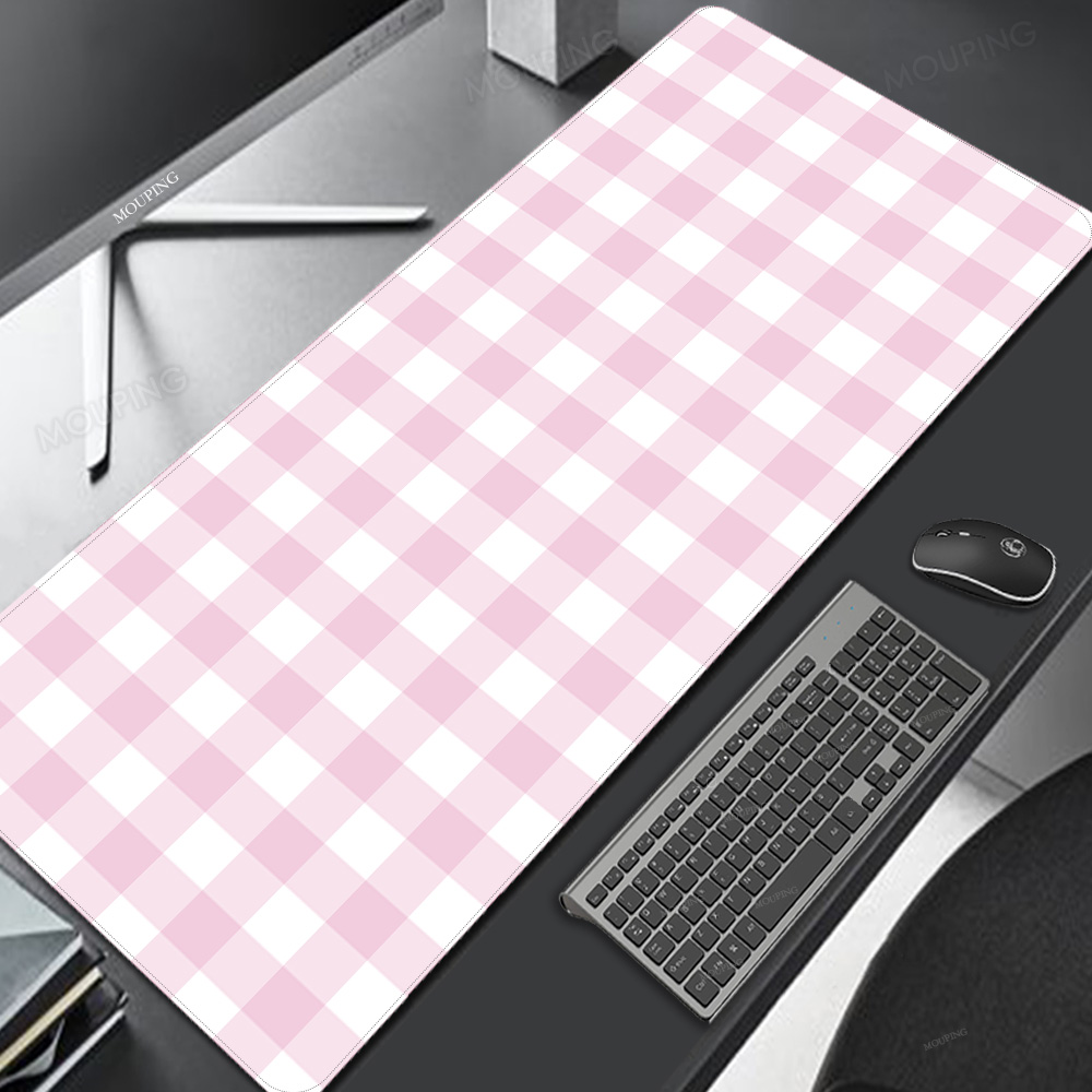 Pc Gaming Pink - ピンクの格子マウスパッドかわいいかわいいマウスパッドデスクマットゲームラップトップオフィスカーペットキーボードメカニカルゲーマーキーボードマウスマット