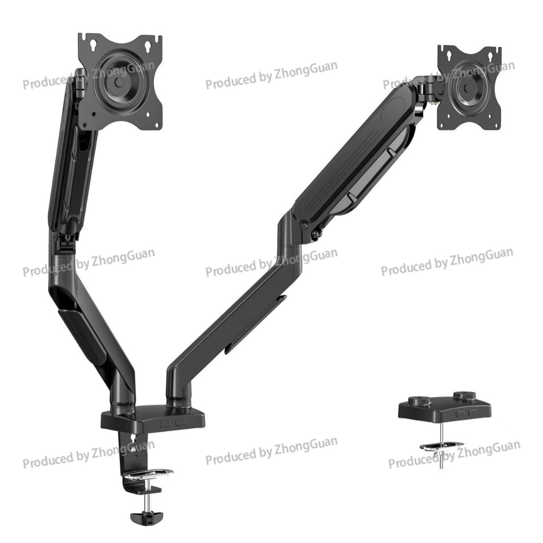 Dual Monitor Arm - ガススプリング式デュアルアームモニターマウント、フリーフローティング高さ調整、ビジネスおよびオフィス用ディスプレイスタンド
