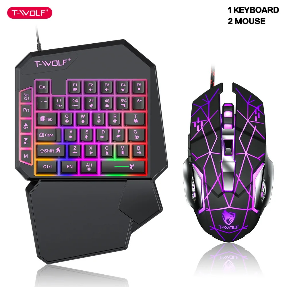 Pc Gaming Game - T-wolf-tf900片手キーボードセット、鶏と食事のための明るいゲーム、ゲームアクセサリー