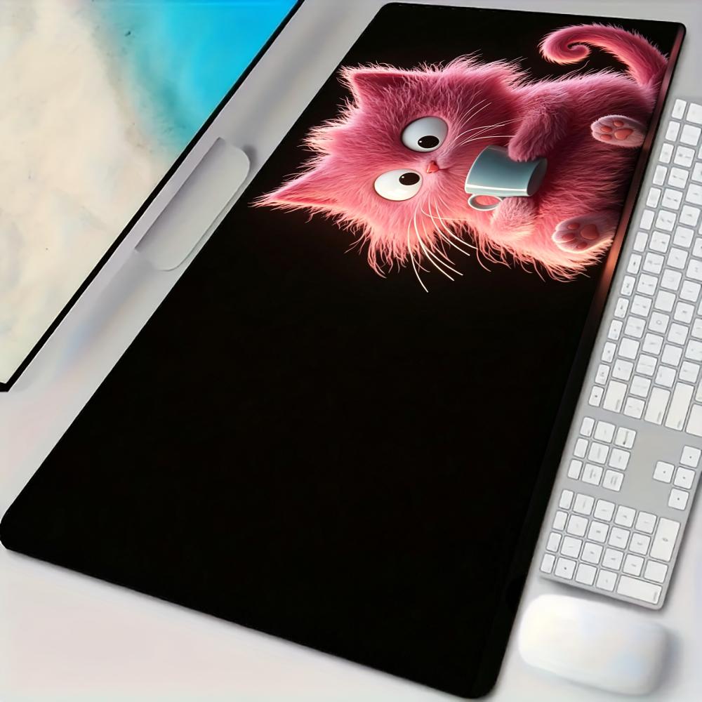 Pc Gaming Pink - ファンタジーピンクの猫柄マウスパッド デスクマット 大型コンピューターオフィスカーペット XXL マウスパッド ゲーマー