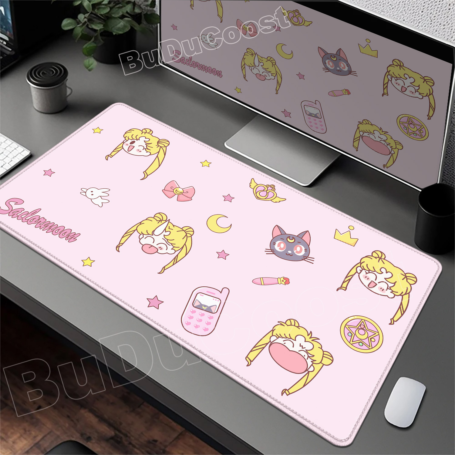 Pc Gaming Pink - かわいいピンクのデスクマットアニメ美少女戦士セーラームーンマウスパッドPCゲーマー滑り止めHDゲーミングキーボードオフィスアクセサリー女の子用マウスマットカーペット