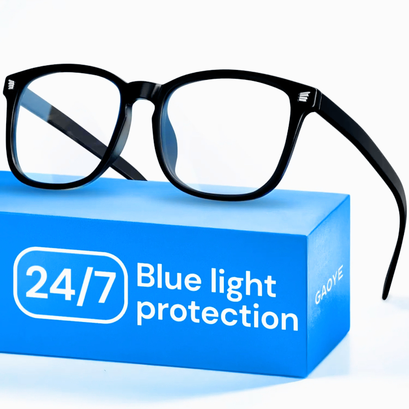 Gaming Glasses Blue Light - コンピューター＆ゲーミング用ブラックブルーライトメガネ - 紫外線防止レンズ、傷つきにくい＆快適なフィット感