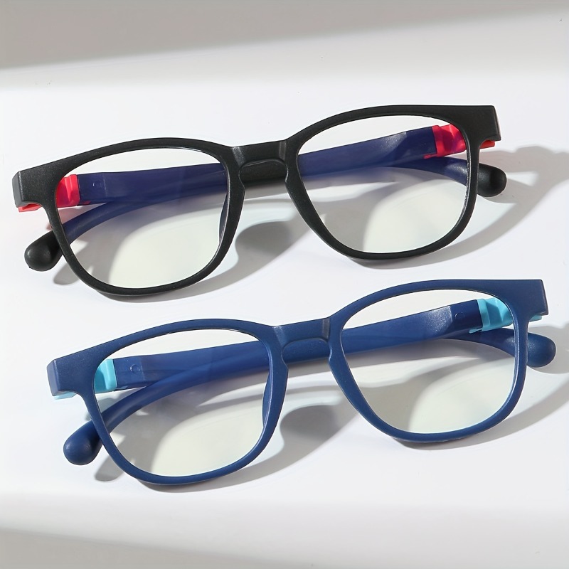 Gaming Glasses Blue Light - 2 個ブルーライトブロックメガネ子供用コンピュータメガネシリコーンフレームクリアレンズ女の子男の子ビデオゲーム子供眼鏡