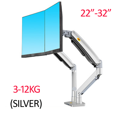 Dual Monitor Arm - NB F195A アルミ製ガススプリングアーム 22-32インチ デュアルコンピュータースクリーンスタンド フルモーション