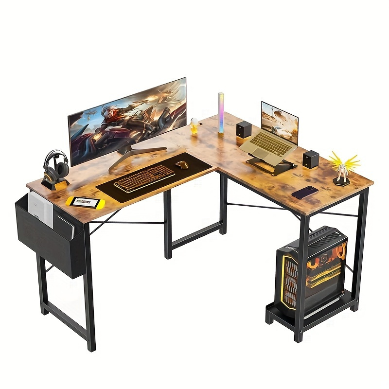Pc Gaming Cpu - ゲーミングコーナー 50インチ オフィス用木製パソコンデスク CPU収納棚とサイドバッグ付き 自宅オフィス寝室狭いスペース向け