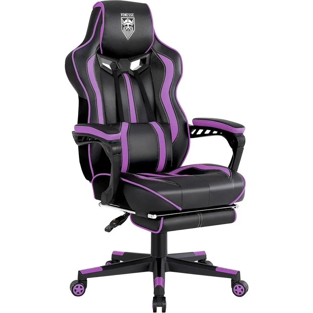 Pc Gaming Chair - 人間工学に基づいたリクライニングゲーミングチェア（大人用、マッサージ機能付き）、大型で背の高いPCゲーミングチェア - ブラック