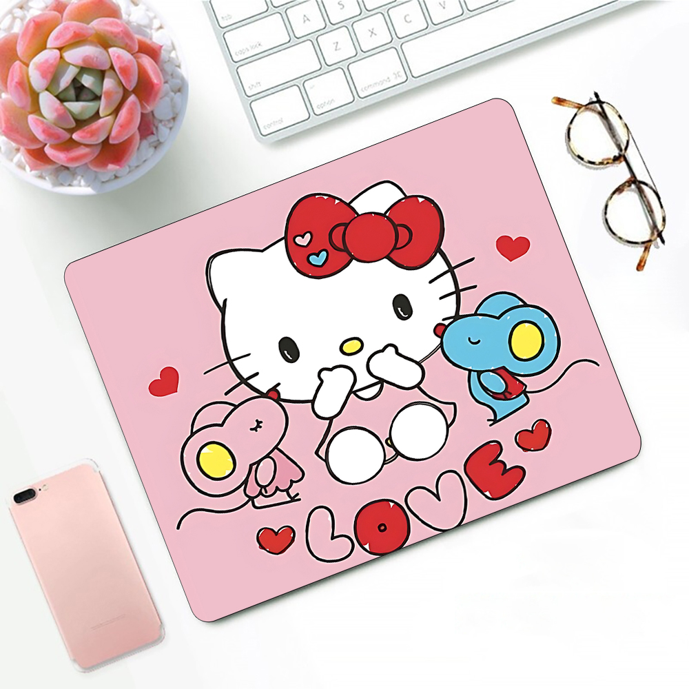 Pc Gaming Pink - ハローキティゲーミングマウスパッド、PCゲーマー用の小さなマウスパッド、デスクトップ装飾、オフィスマウスマット、デスクラグ、ピンクのアニメ、かわいい、XS