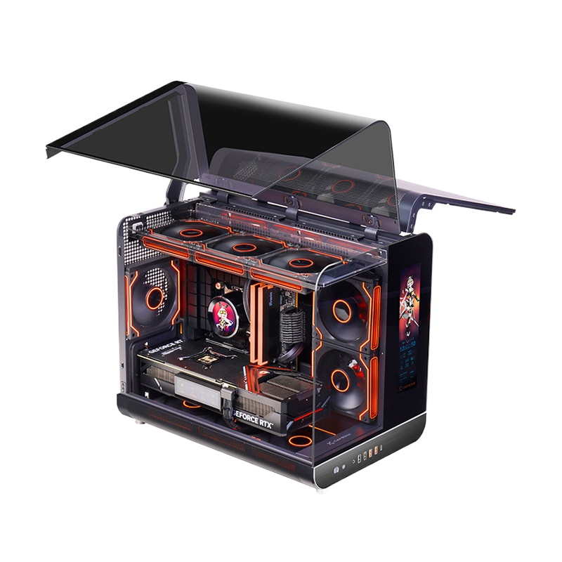 Pc Gaming Prebuilt - マジックウィング シービュールームシャーシ MATX 垂直360水冷デスクトップホストハウジング（ディスプレイ画面付き）