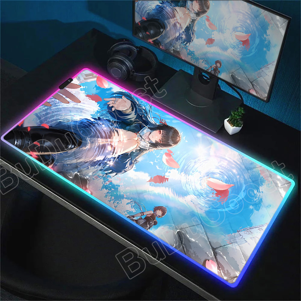 Rgb Mousepad - 新しいRGB JKガールチサマウスパッドXXLゲーミング「ウォーリング・ウェイブス」ゲームPCキーボードデスクマット滑り止めラップトップラバーかわいい女の子マウスパッド