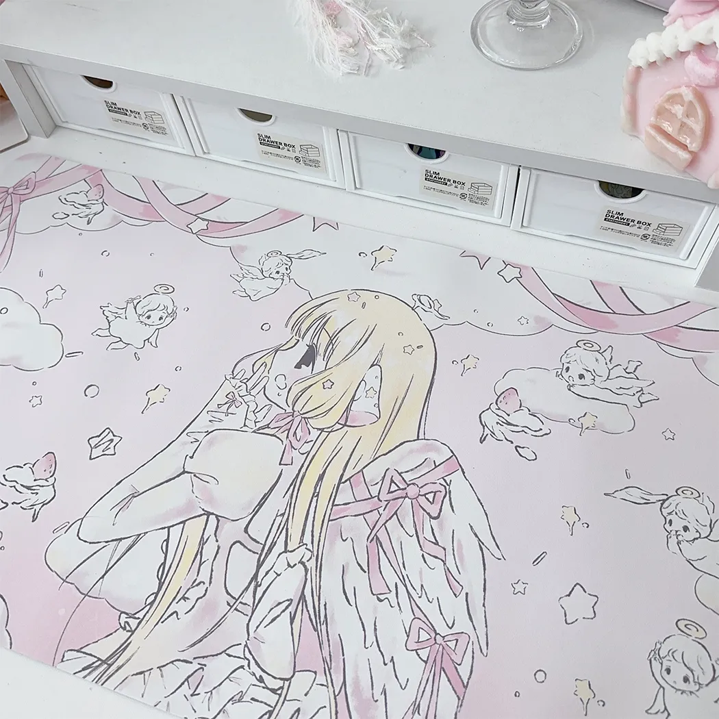 Rgb Mousepad - オリジナル漫画デスクマット | かわいいゴム製マウスパッド、寮のテーブルに最適、特大サイズで愛らしいアニメ風オフィス装飾