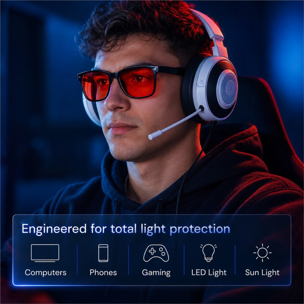 高度なブルーライトカットゲーミングメガネ 赤レンズ 睡眠の質 - Gaming Glasses Blue Light のレビューと価格