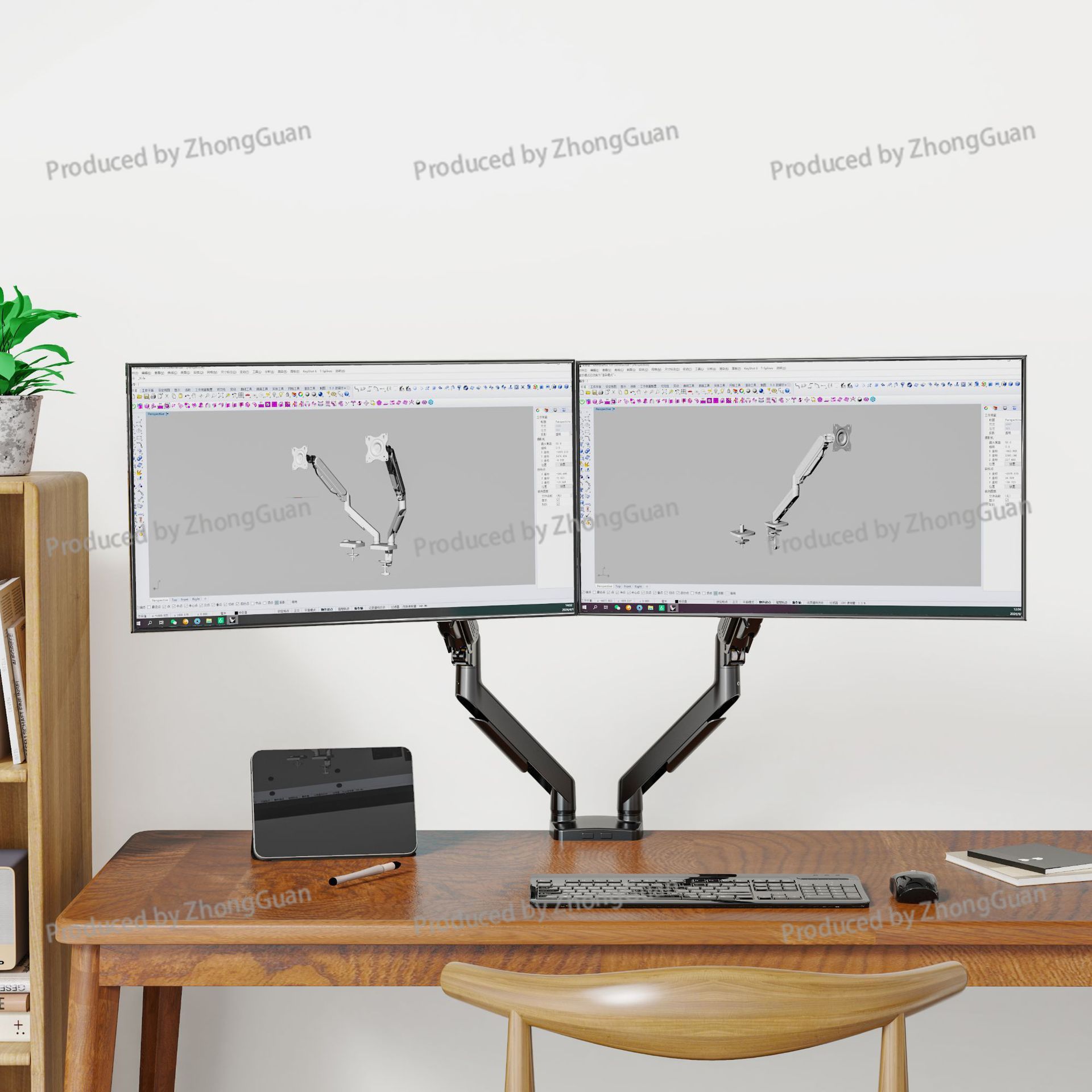 ガススプリング式デュアルアームモニターマウント、フリーフロー - Dual Monitor Arm のレビューと価格