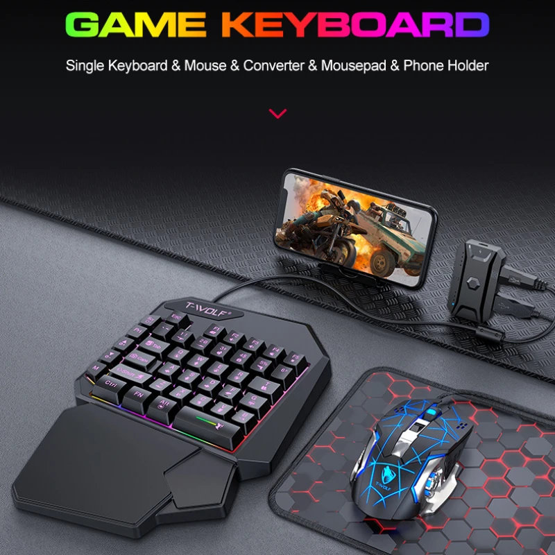 T-wolf-tf900片手キーボードセット、鶏と食事のため - Pc Gaming Game のレビューと価格