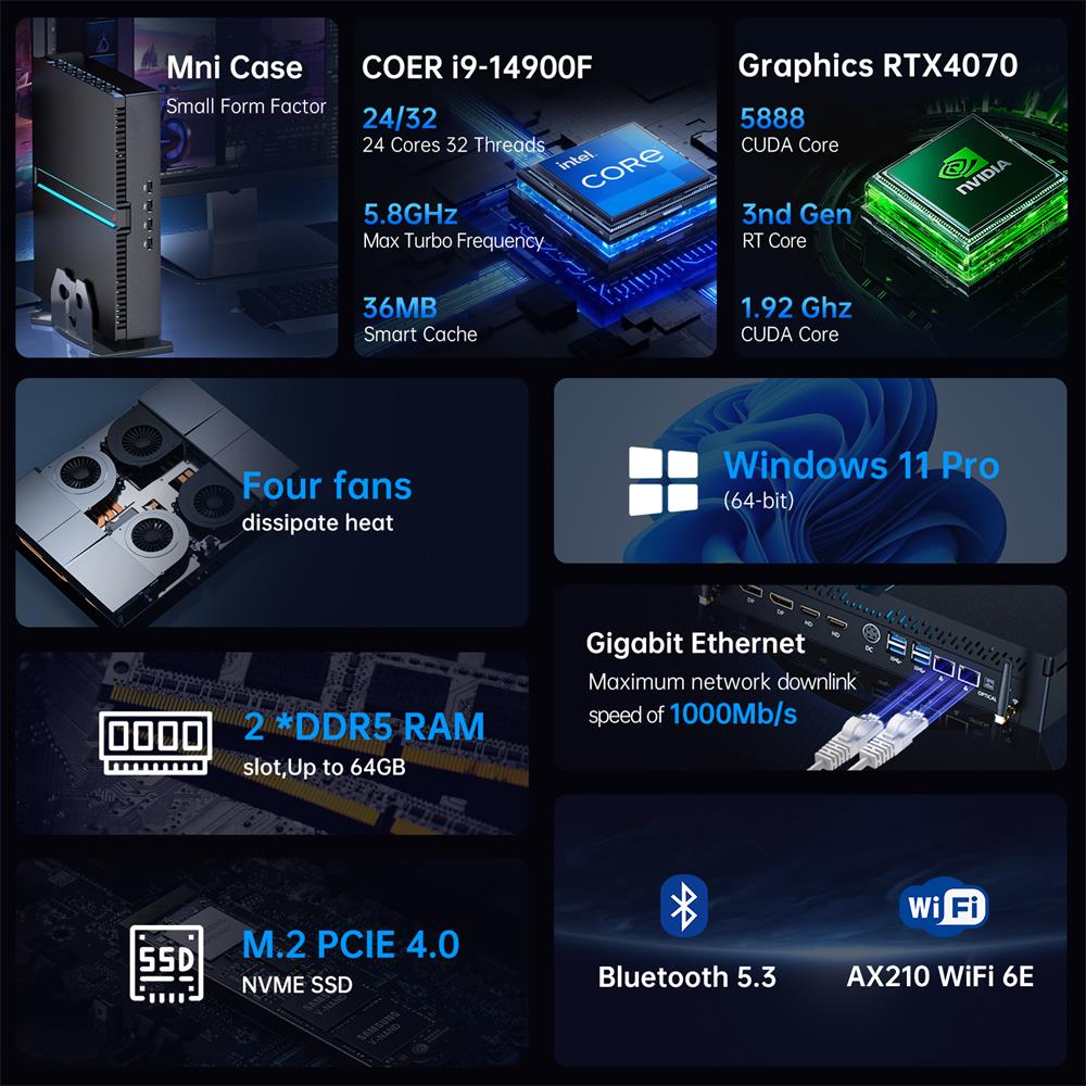 Msecore MV300 第14世代インテル Core i - Pc Gaming I7 のレビューと価格
