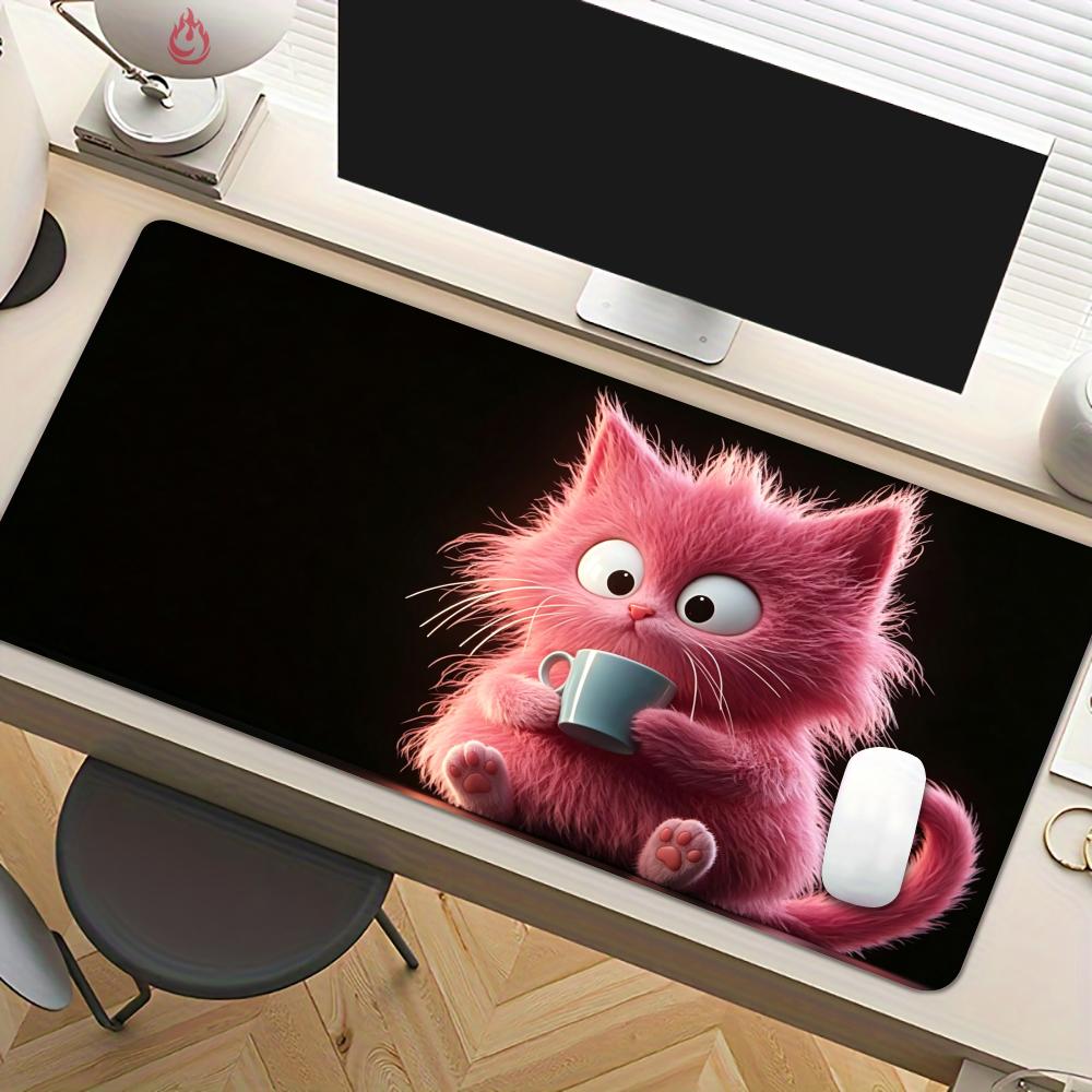 ファンタジーピンクの猫柄マウスパッド デスクマット 大型コン - Pc Gaming Pink のレビューと価格