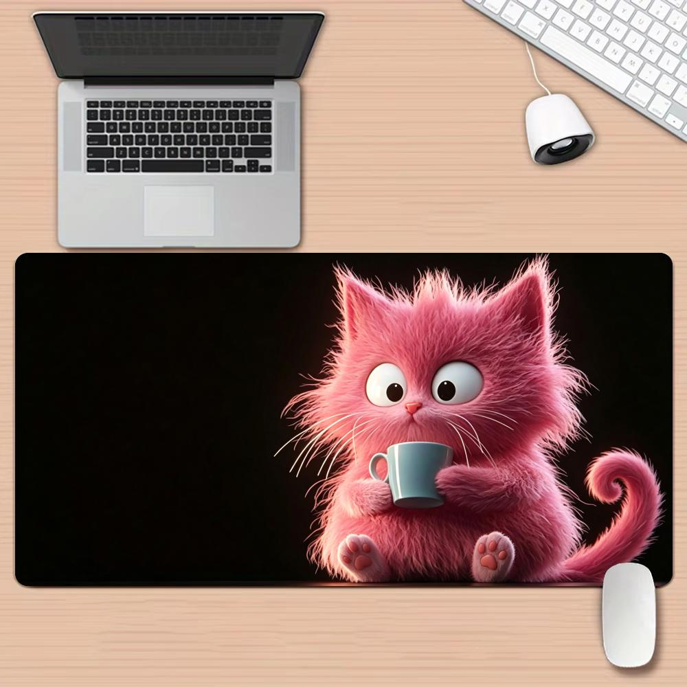 ファンタジーピンクの猫柄マウスパッド デスクマット 大型コン - Pc Gaming Pink のレビューと価格