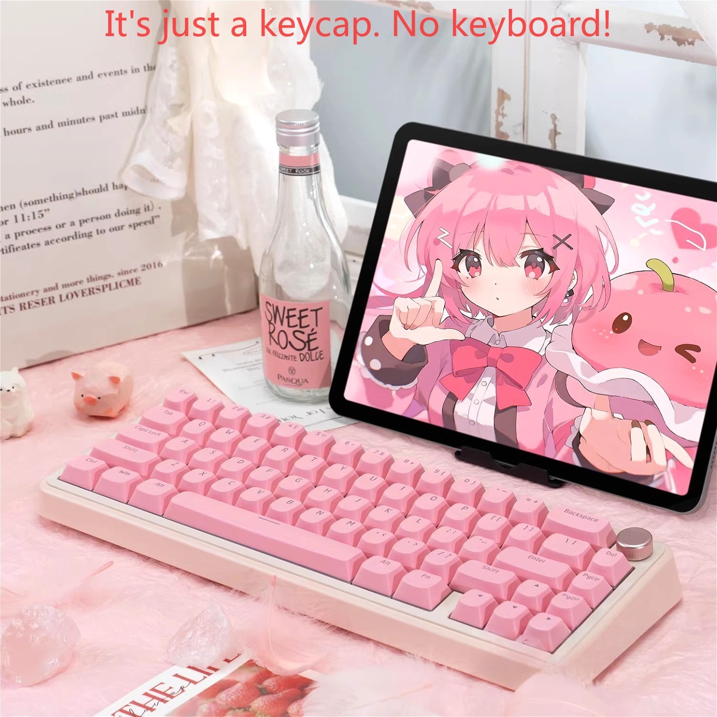 OEM シンプルピンクプディングキャラクター透明キーホルダー - Pc Gaming Pink のレビューと価格