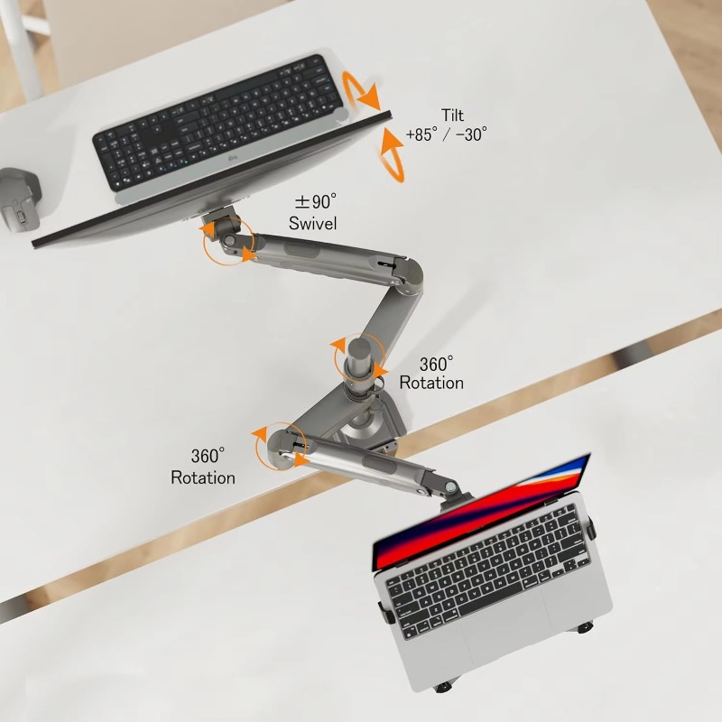 デュアルアーム2in1コンボラップトップマウント、10～17 - Dual Monitor Arm のレビューと価格