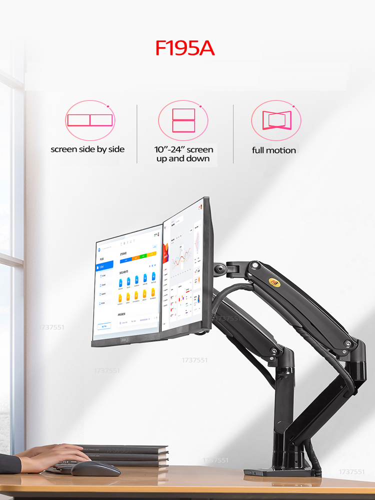 NB F195A アルミ製ガススプリングアーム 22-32イ - Dual Monitor Arm のレビューと価格