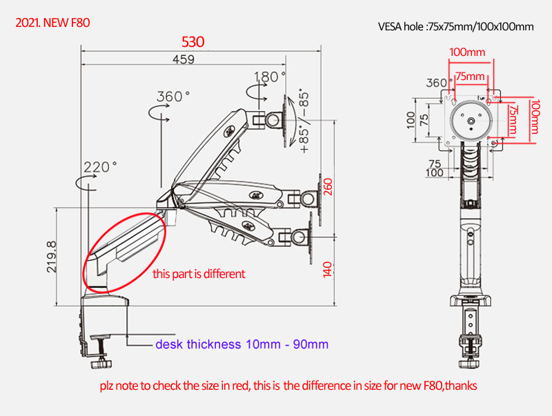 NEW NB F80 17-30インチ デスクトップLED  - Dual Monitor Arm のレビューと価格