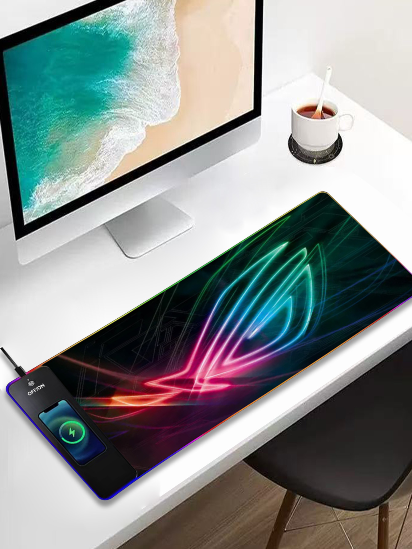 RGB照明付き多機能15Wワイヤレス充電マウスパッド、サイズ - Rgb Mousepad のレビューと価格
