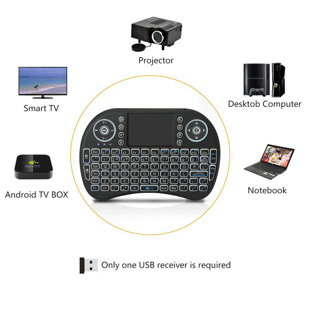 バックライト付きミニワイヤレスキーボードフランス語アゼルティ - Pc Gaming On Tv のレビューと価格