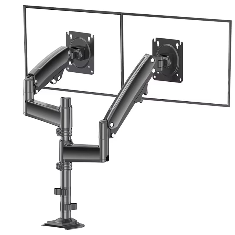 アルミニウム合金製 ブラック デュアルカラム コンピューター - Dual Monitor Arm のレビューと価格