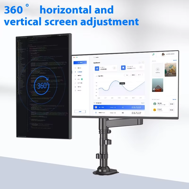 アルミニウム合金製 ブラック デュアルカラム コンピューター - Dual Monitor Arm のレビューと価格