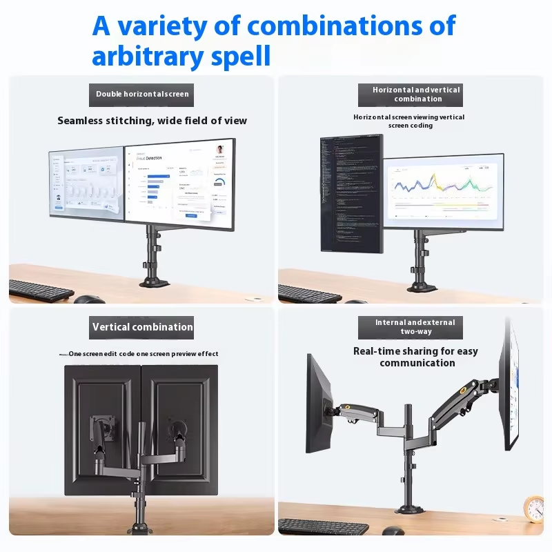 アルミニウム合金製 ブラック デュアルカラム コンピューター - Dual Monitor Arm のレビューと価格