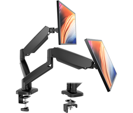 デュアルモニタースタンドアーム、ガススプリング式2モニターデ - Dual Monitor Arm のレビューと価格