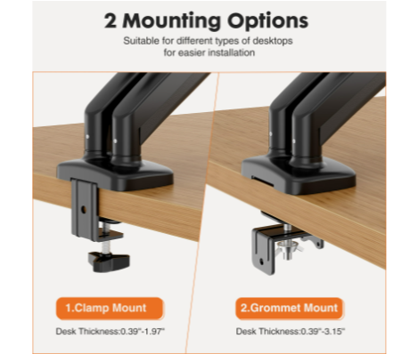 デュアルモニタースタンドアーム、ガススプリング式2モニターデ - Dual Monitor Arm のレビューと価格