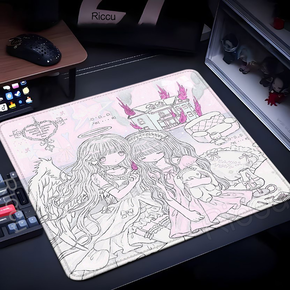 XLスリーピーエンジェルピンクマウスパッドアニメピンクガール - Pc Gaming Pink のレビューと価格