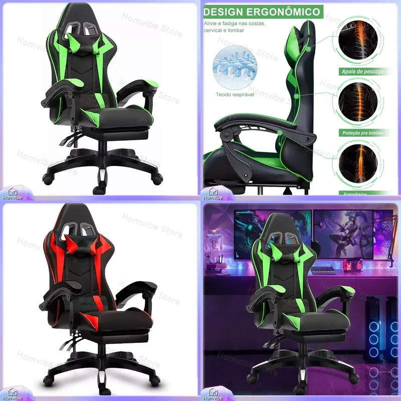 ハイバック人間工学に基づいたゲーミングチェア、フットレスト付 - Pc Gaming Chair のレビューと価格